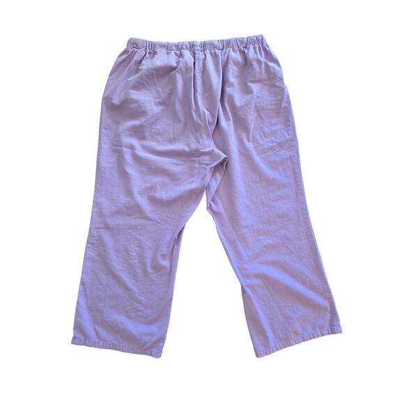 Woman Within Lavender Cotton Pants 24W Wide Leg Cropped Plus Size Comfy Chic - Picture 3 of 9